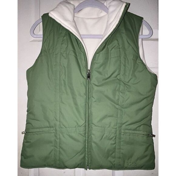 Izod Vest Womens Size XS Green Reversible? Full‎ Zip Pockets Gorpcore Camp Hike - Picture 1 of 7